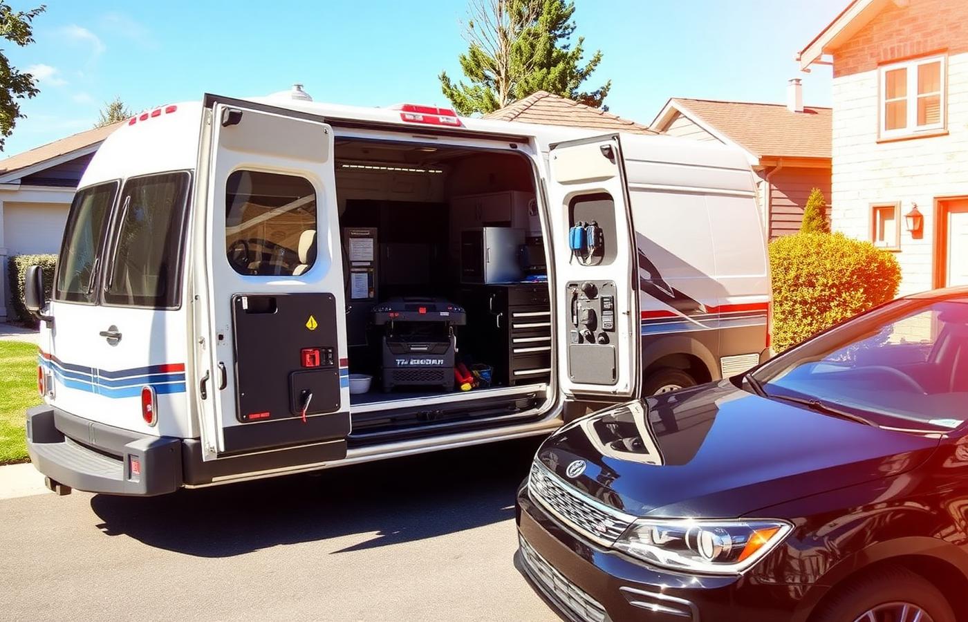 Fully equipped mobile mechanic service van